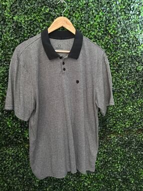 Brixton Men’s Polo Shirt, Herringbone Black shades Size L, Soft Golf Shirt